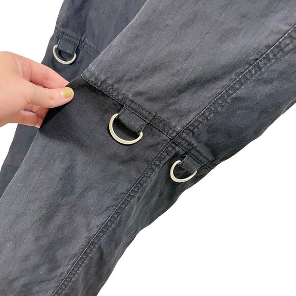 Vintage Y2K 00s Banana Republic Black D-Ring Cropped Trouser Size 2 Relaxed Fit - Picture 5 of 12